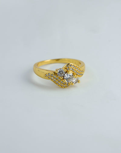 Diamond Zircon Ring  - One Carat Gold Plated