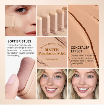 Skin Tint Foundation Stick with Brush Multi Use Matte Waterproof
